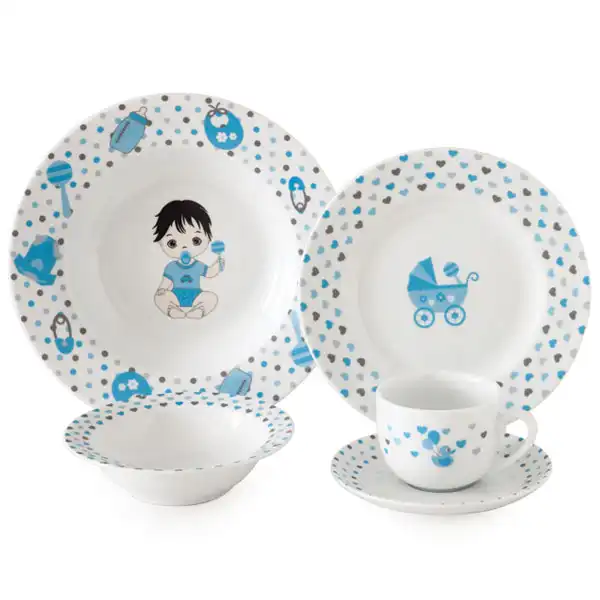 سرویس غذاخوری 5 پارچه کودک چینی زرین ایران سری ایتالیا اف مدل نیوبرن درجه عالی