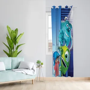 پرده طرح کارتون هیولاها مدل مخمل پانچی کد L 348R Z سایز 140x200 سانتی متر