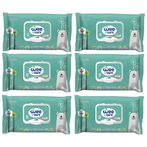 دستمال مرطوب کودک وی کر مدل عصاره آلوئه ورا و روغن زیتون 6 بسته 72 عددی