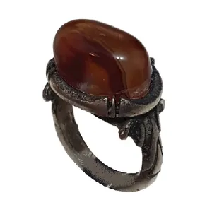 انگشتر نقره مردانه مدل عقیق سلیمانی حجرالعین ASHA2111