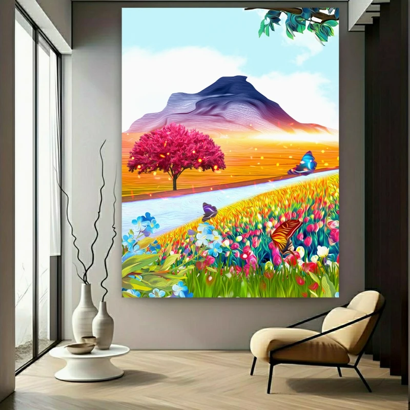 تابلو بوم طرح مخمل پروانه مدل طبیعت کد GR1724