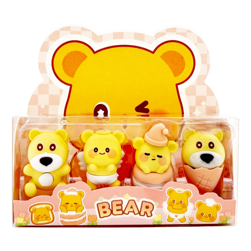 پاک کن مدل پازلی طرح خرس قناد کد KT1203 بسته 4 عددی