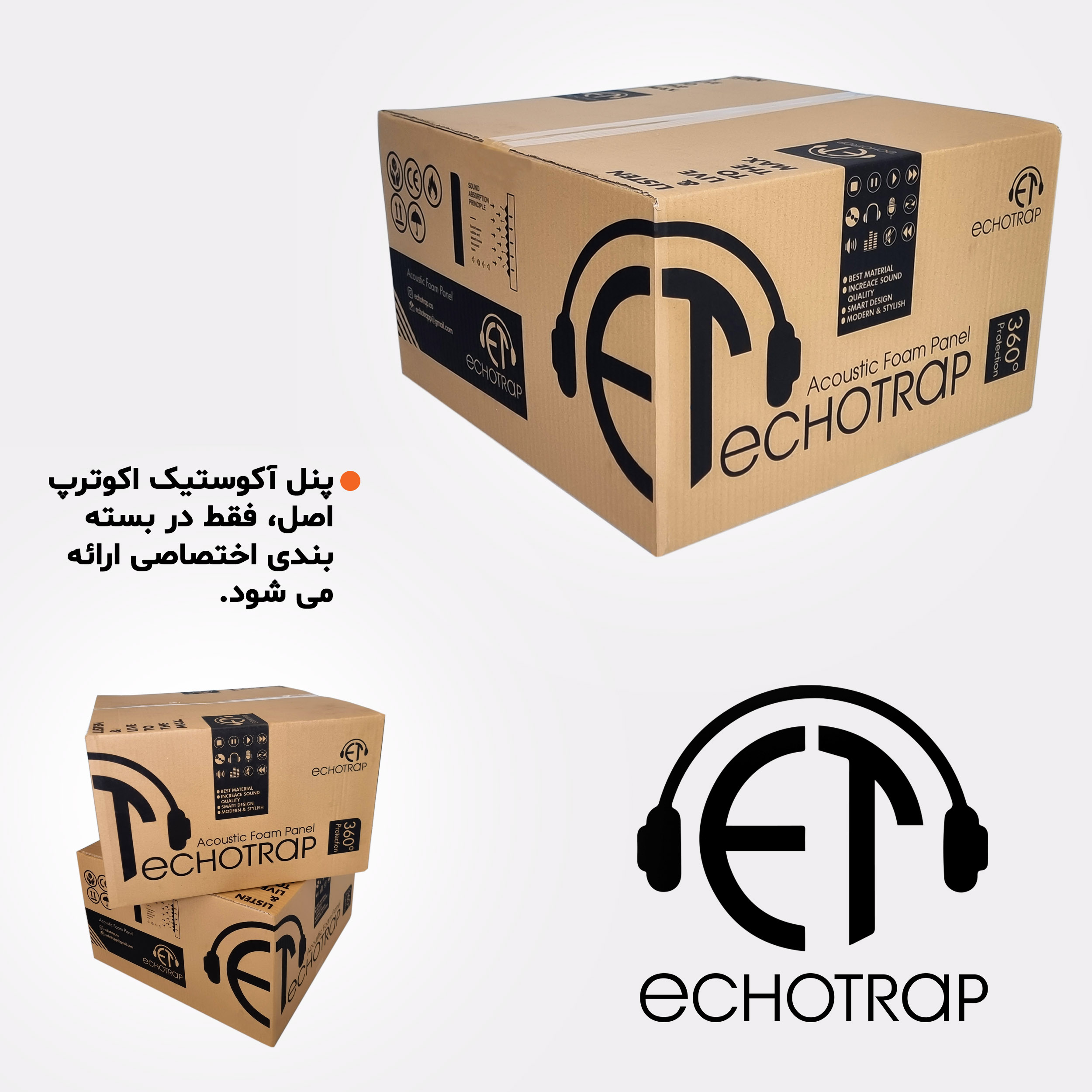 پنل آکوستیک اکوترپ مدل بیس ترپ UNIQUE25.25.50 بسته 4 عددی