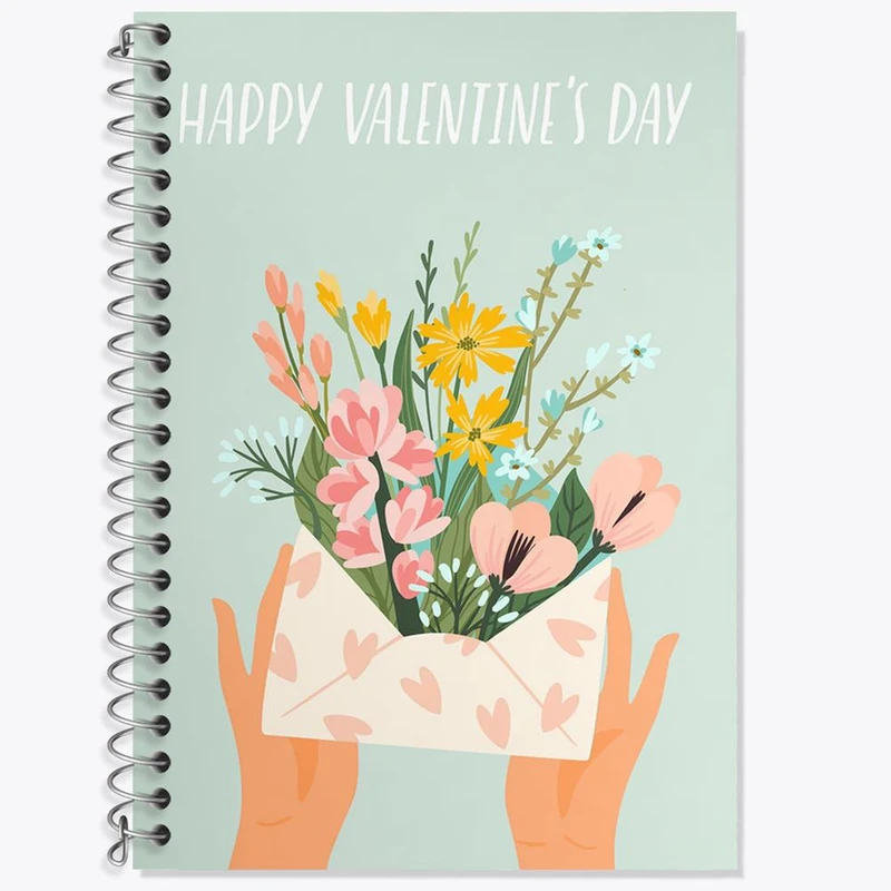 دفتر زبان 50 برگ خندالو مدل دو خط طرح نامه گل گلی کد 8378