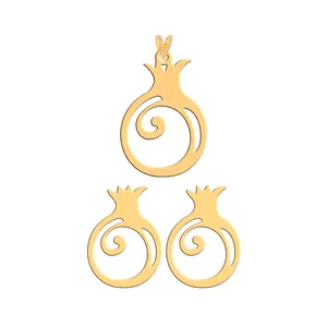 نیم ست طلا 18 عیار زنانه فرشته مدل  طرح انار کد WHSL-00099