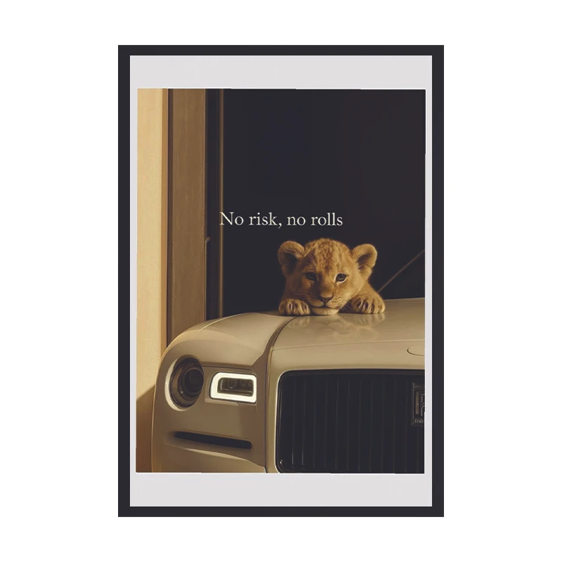 تابلو طرح NO RISK NO ROLLS کد 01 فریم مشکی