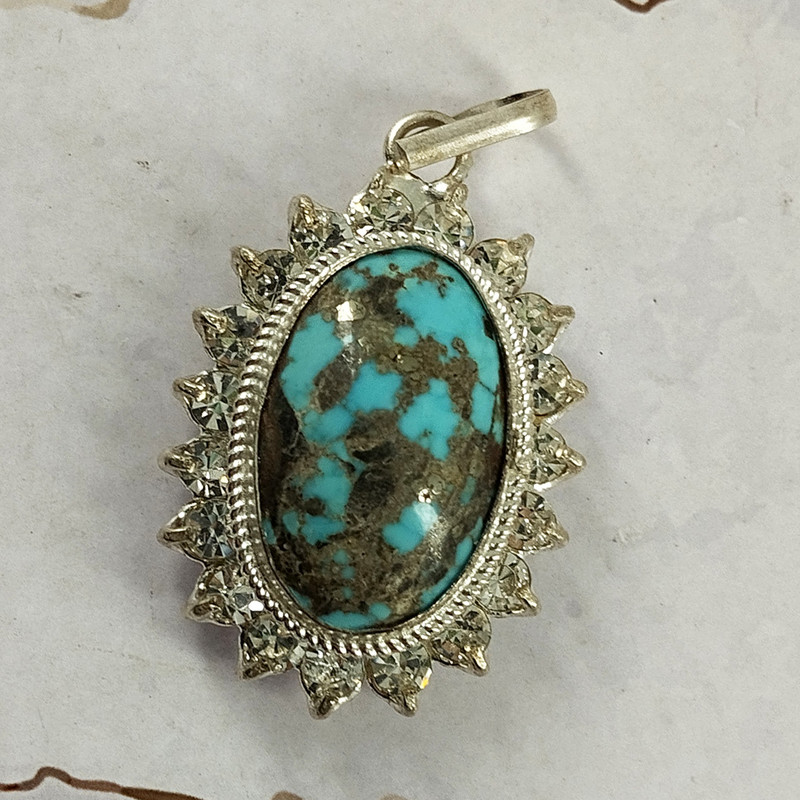 آویز گردنبند نقره زنانه سلین کالا مدل فیروزه نیشابور کد 23