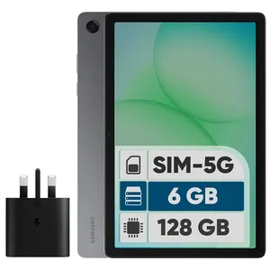 Samsung Galaxy Tab A11 Plus 5G 11-inch Tablet, 128GB and 6GB Ram, SIM Support, 8MP Main Camera, with Samsung 25W EP-TA800 Wall Charger