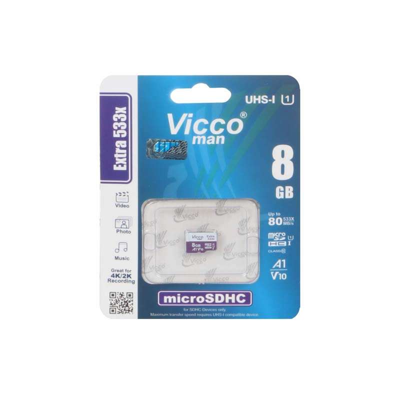 کارت حافظه microSDHC ویکو من مدل Extre 533X کلاس 10 استاندارد UHS-I U1 سرعت80MBpsظرفیت 8 گیگابایت کارت حافظه microSDHC ویکو من مدل Extre 533X کلاس 10 استاندارد UHS-I U1 سرعت80MBpsظرفیت 8 گیگابایت