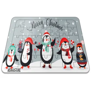 پازل 35 تکه نمااستور طرح پنگوئن های کریسمس کد 1016