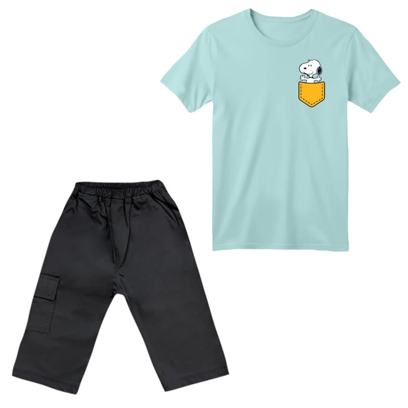 ست تی‌شرت آستین کوتاه و شلوارک پسرانه مدل اسنوپی کد 01  