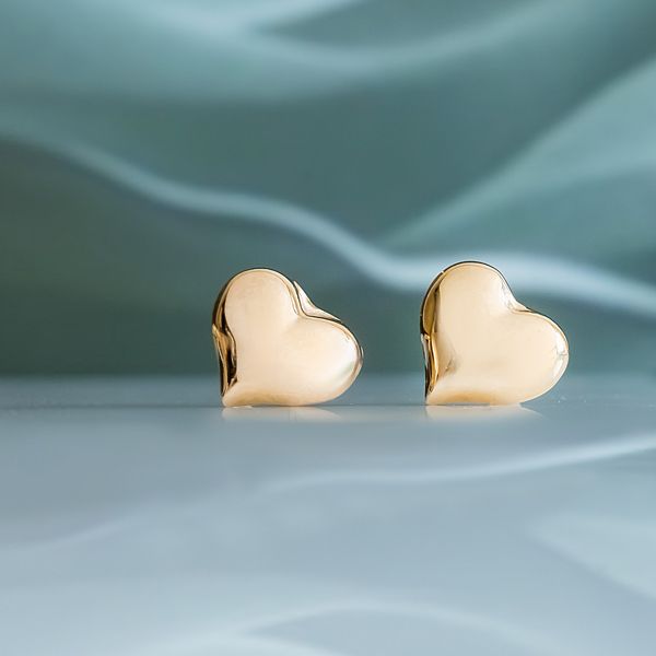 گوشواره طلا 18 عیار زنانه ماوی گالری مدل میخی قلب دامله -  - 3