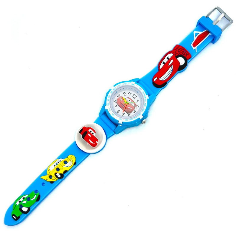 ساعت مچی عقربه ای بچگانه مدل چراغدار بند سیلیکونی ضد حساسیت طرح مک کوئین و ماشین‌ها کد 1