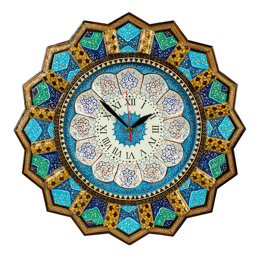 ساعت دیواری خاتم کاری طرح تذهیب کد 42-2