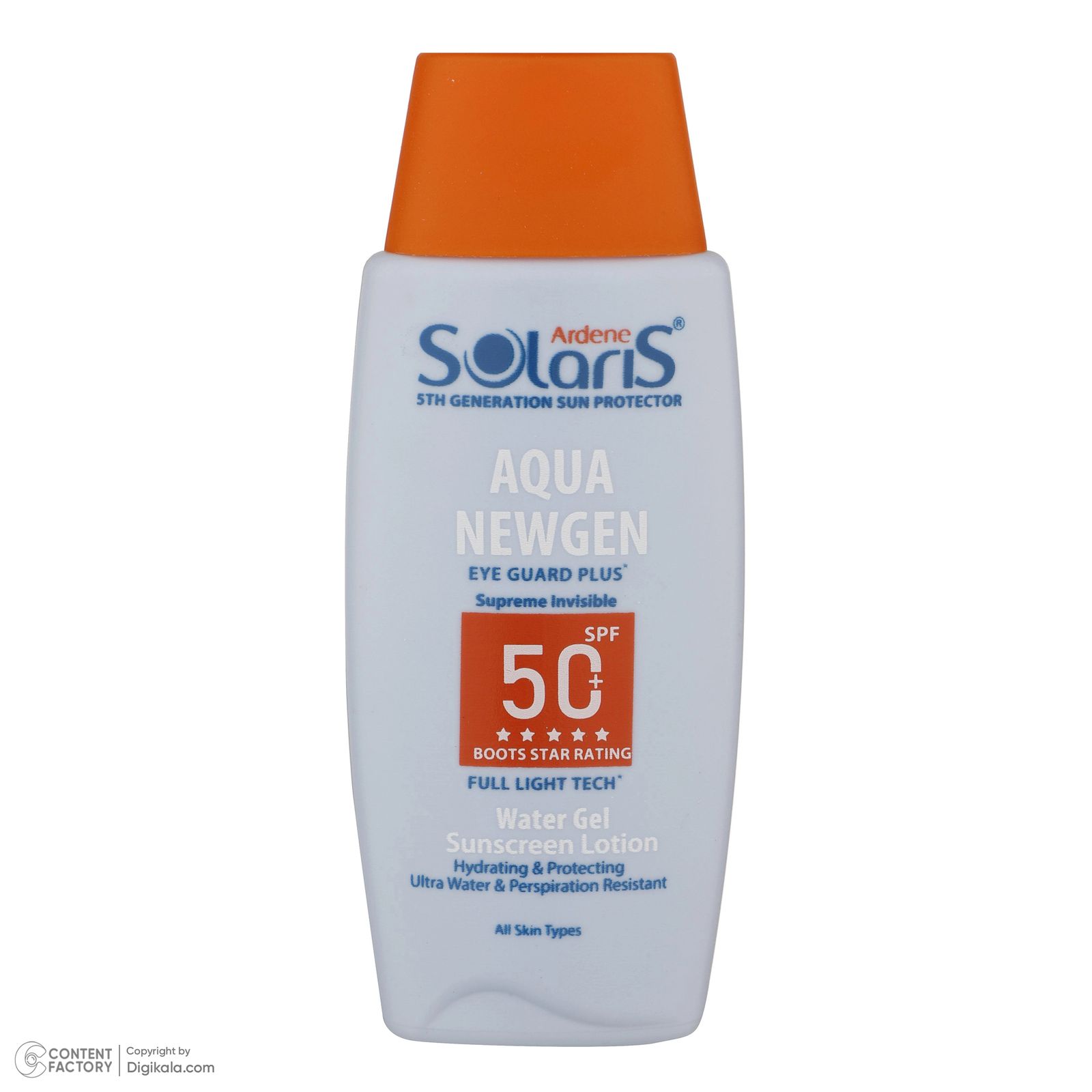 لوسیون ضد آفتاب بدون رنگ آردن سولاریس SPF50 مدل AQUA NEWGEN محافظ UVA ،UVB، ضد آب، مناسب انواع پوست حجم 100 میلی‌لیتر -  - 6