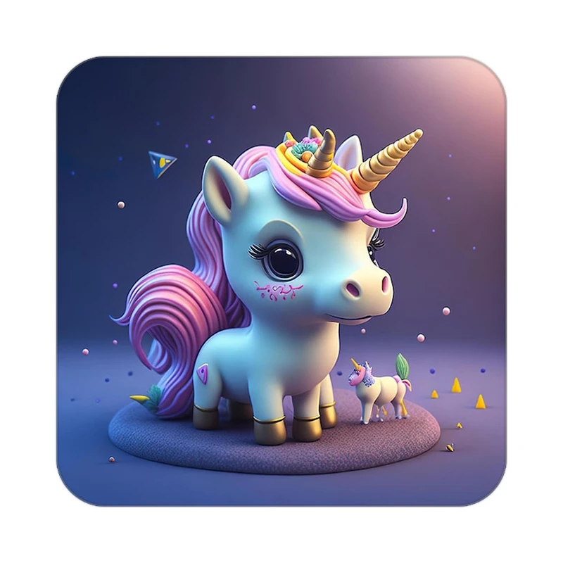 زیر لیوانی کاکتی طرح اسب تک شاخ و یونیکورن مدل mp32889