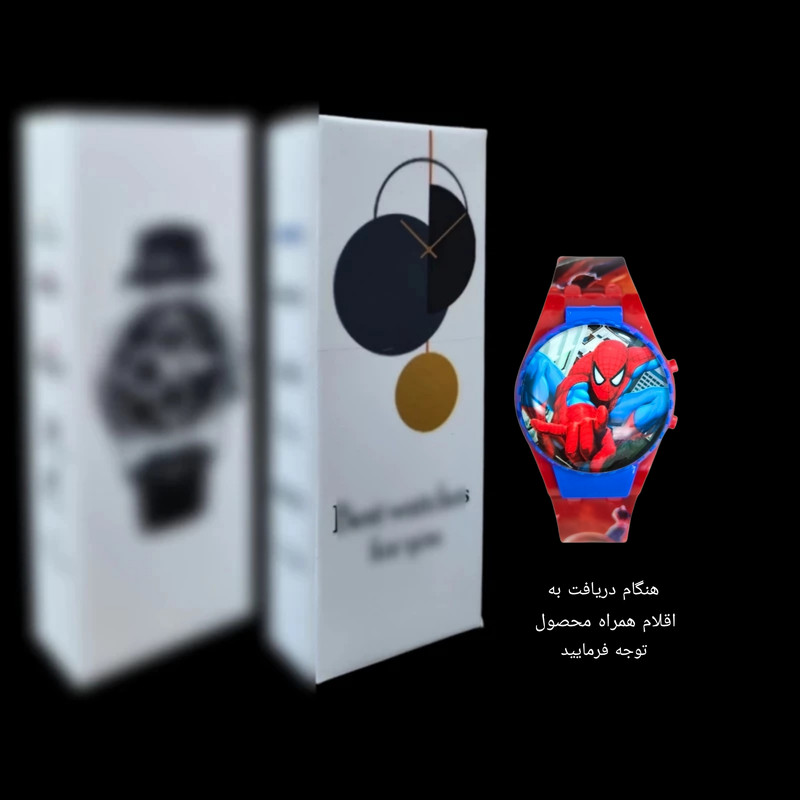 ساعت مچی دیجیتال پسرانه مدل بند سیلیکونی قاب چرخان طرح مرد عنکبوتی