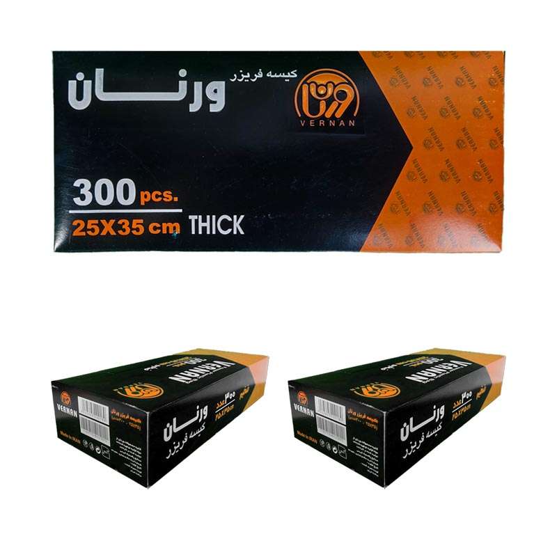 کیسه فریزر مدل رولی ضخیم آسان مصرف ورنان بسته 300 عددی مجموعه 3 عددی