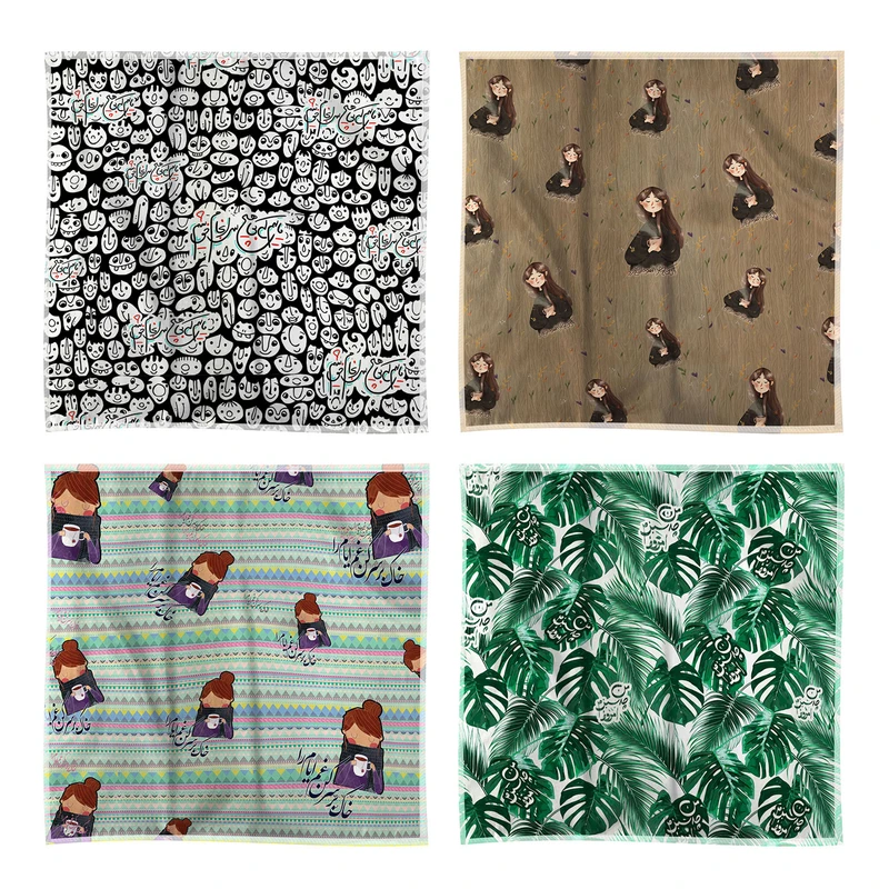 کاغذ کادو پارچه ای ترمه طراحان ایده مدل شعروگرافی سایز 45×45 سانتی متر بسته ۴ عددی