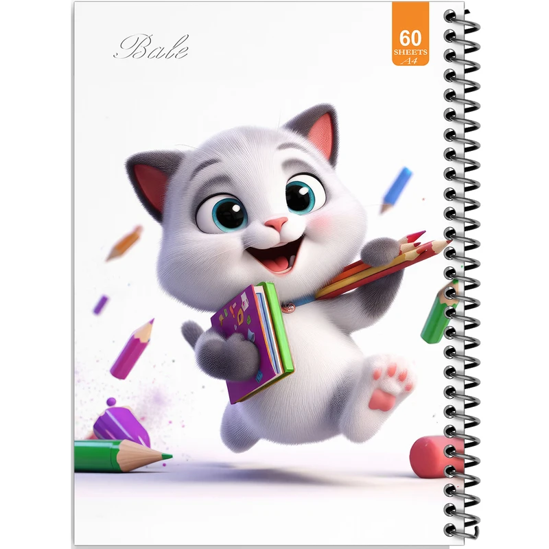 دفتر نقاشی 60 برگ انتشارات بله طرح فانتزی گربه نقاش کد A4-O246