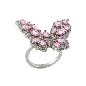 انگشتر دخترانه مدل پروانه نگین دار