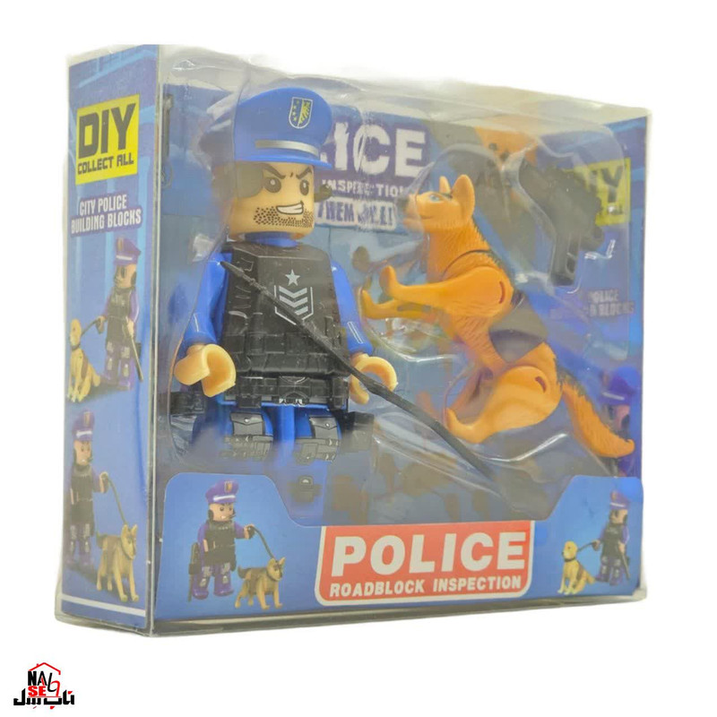 فیگور ناب سل مدل  پلیس و سگ لگویی همراه با کلت کد police001 ارتفاع 10سانتی متر