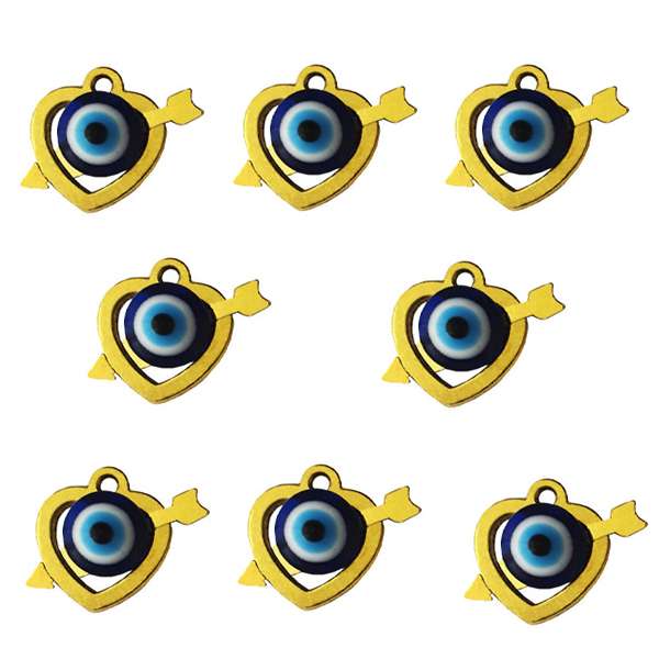  آویز دستبند طرح قلب چشم و نظر  کد  AD 284  بسته 8 عددی