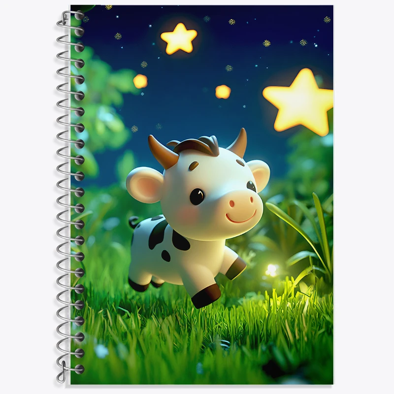 دفتر زبان 50 برگ خندالو مدل دو خط طرح گاو کیوت کد F5342