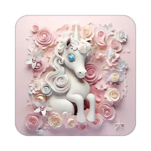 زیر لیوانی کاکتی طرح اسب تک شاخ و یونیکورن مدل mp32213