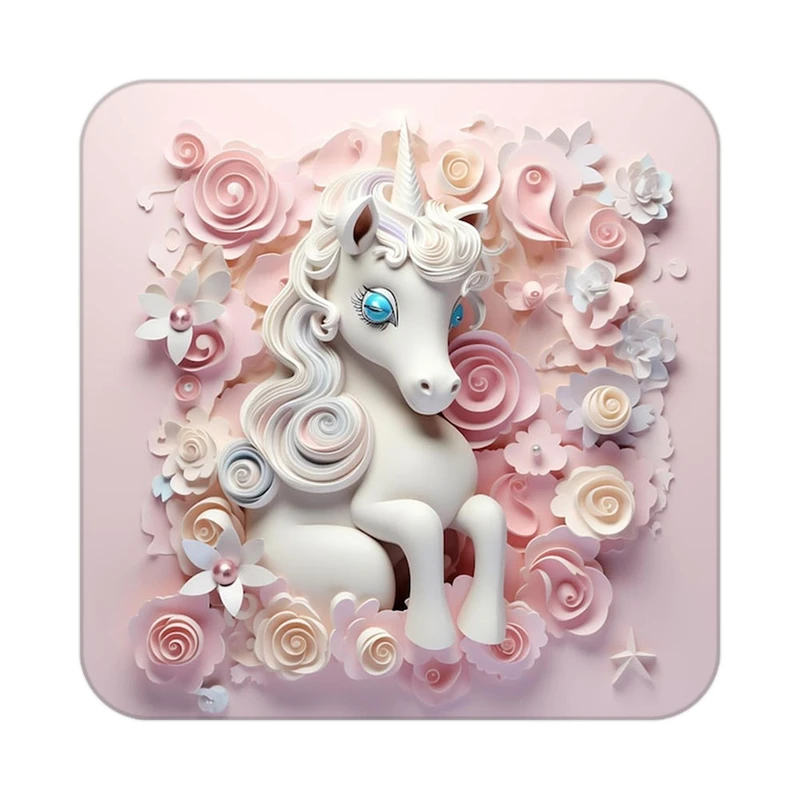 زیر لیوانی کاکتی طرح اسب تک شاخ و یونیکورن مدل mp32213