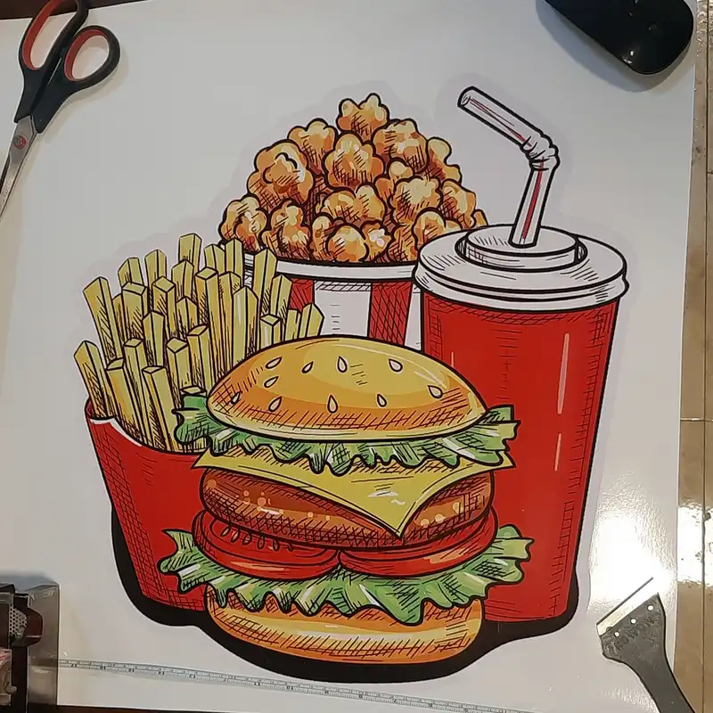 استیکر شیشه مدل فست فود طرح Fast Food