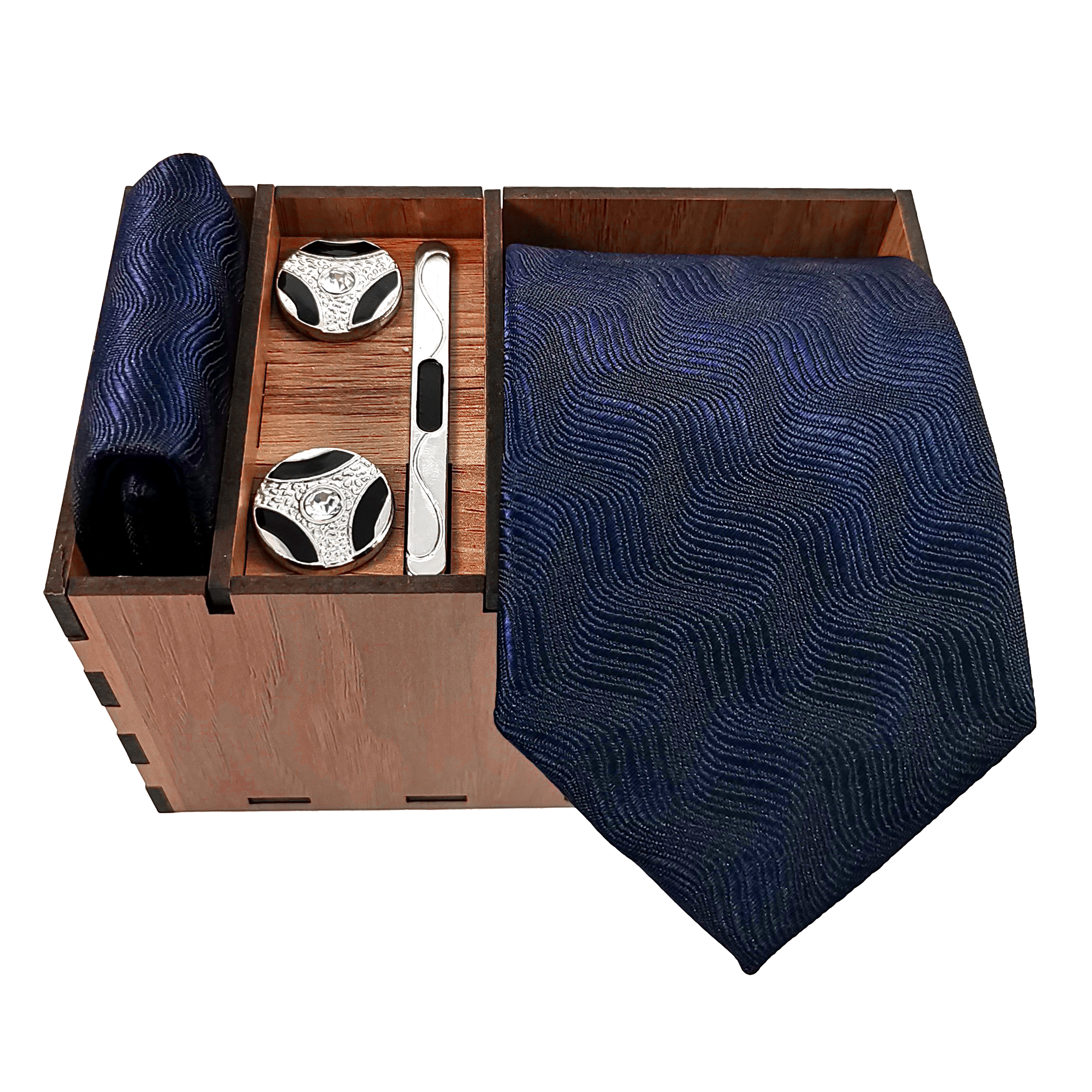 ست کراوات و دستمال جیب و دکمه سردست و گیره کراوات مردانه مدل 542