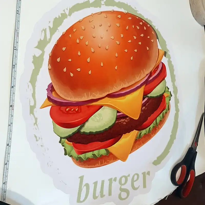 استیکر شیشه مدل فست فود طرح برگر