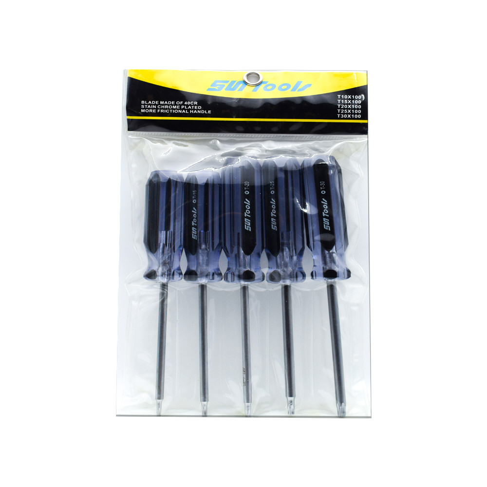 پیچ گوشتی ستاره ای سان تولز مدل t500 بسته 5 عددی پیچ گوشتی ستاره ای سان تولز مدل t500 بسته 5 عددی