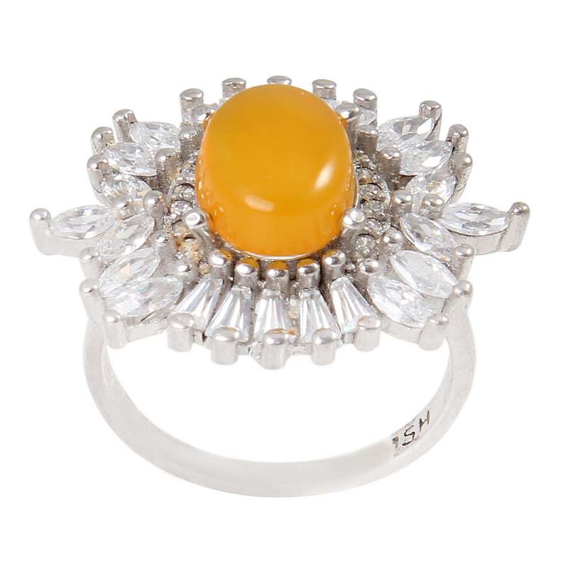 انگشتر نقره زنانه بازرگانی میلادی مدل سنگ عقیق کد AWR_760