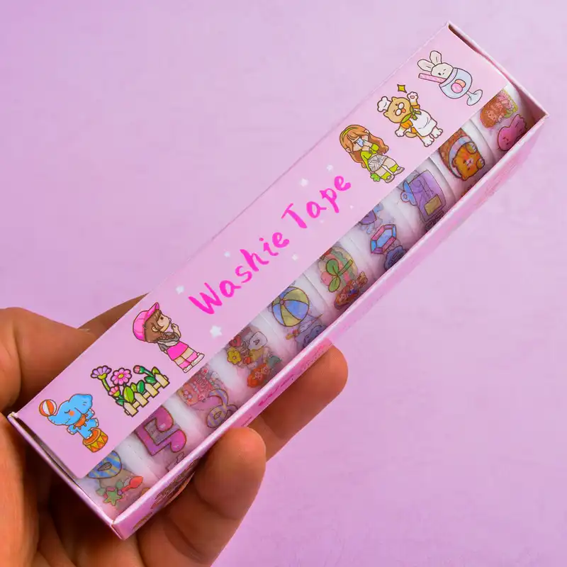 چسب نواری مدل واشی طرح فانتزی دخترانه عرض 1.5سانتی متر بسته 10 عددی