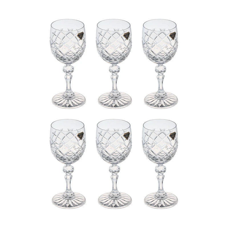 لیوان بوهمیا مدل پایه دار خشتی کد 46 بسته 6 عددی