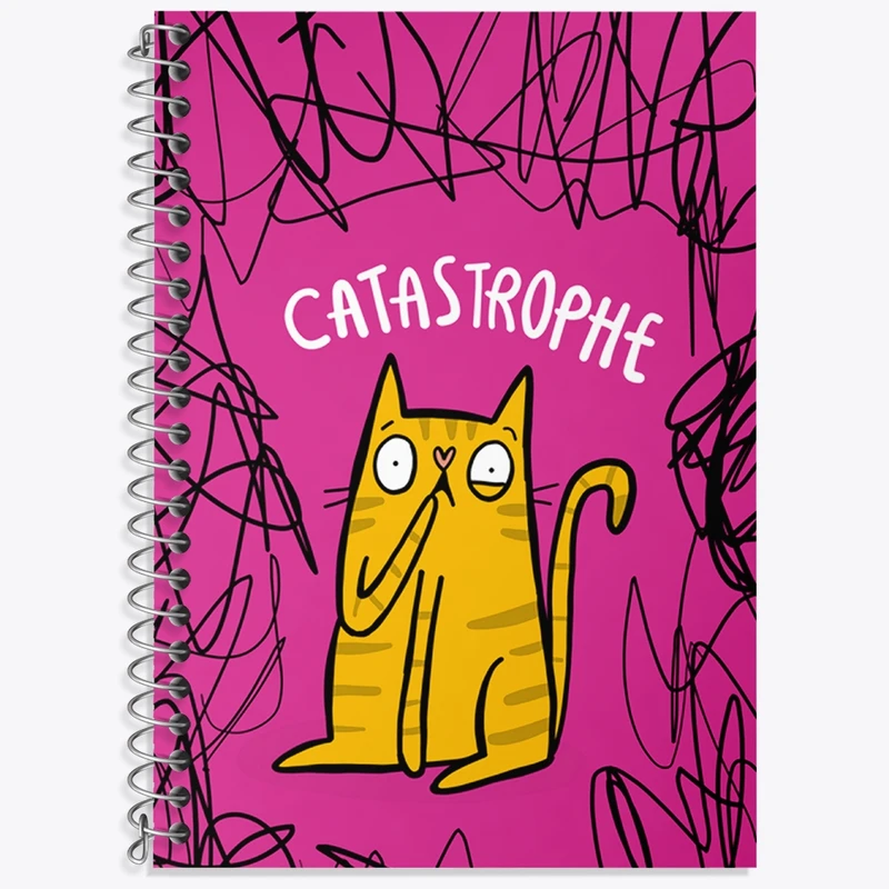 دفتر زبان 50 برگ خندالو مدل سه خط طرح گربه (Cat) کد N737