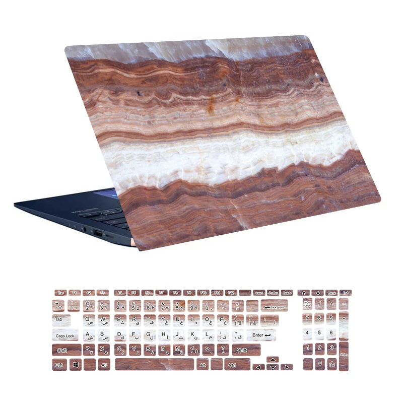 استیکر لپ تاپ توییجین و موییجین طرح Marble کد 47 مناسب برای لپ تاپ 15.6 اینچ به همراه برچسب حروف فارسی کیبورد 