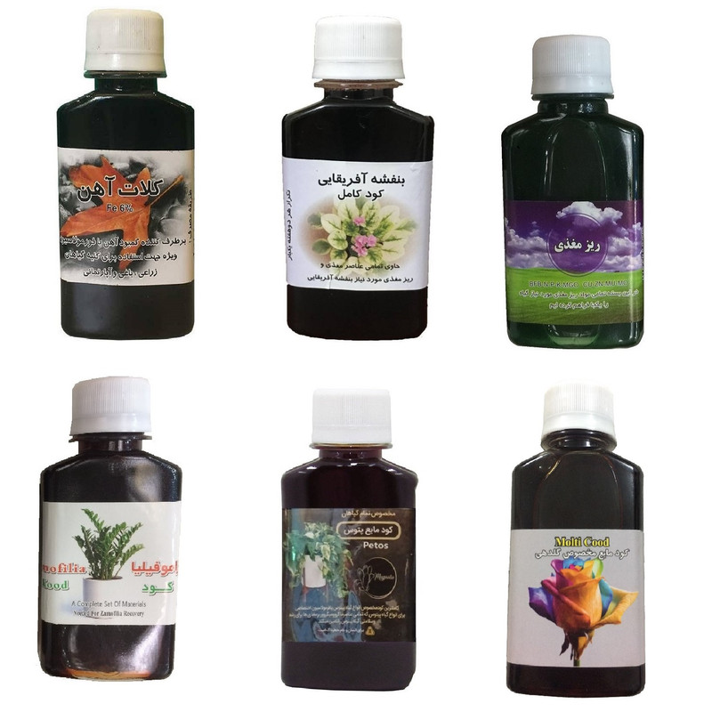 کود مایع کلات آهن و بنفشه آفریقایی و ریز مغذی و زاموفیلیا و پتوس و گلدهی مدل life drop حجم 120 میلی لیتر