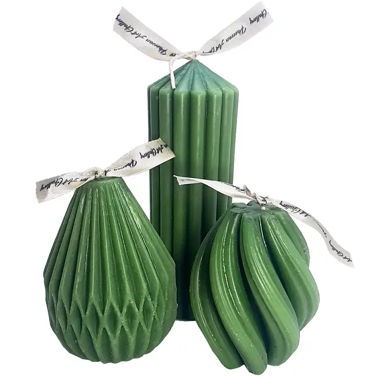 شمع دست ساز مدل شیاردار مجموعه سه عددی