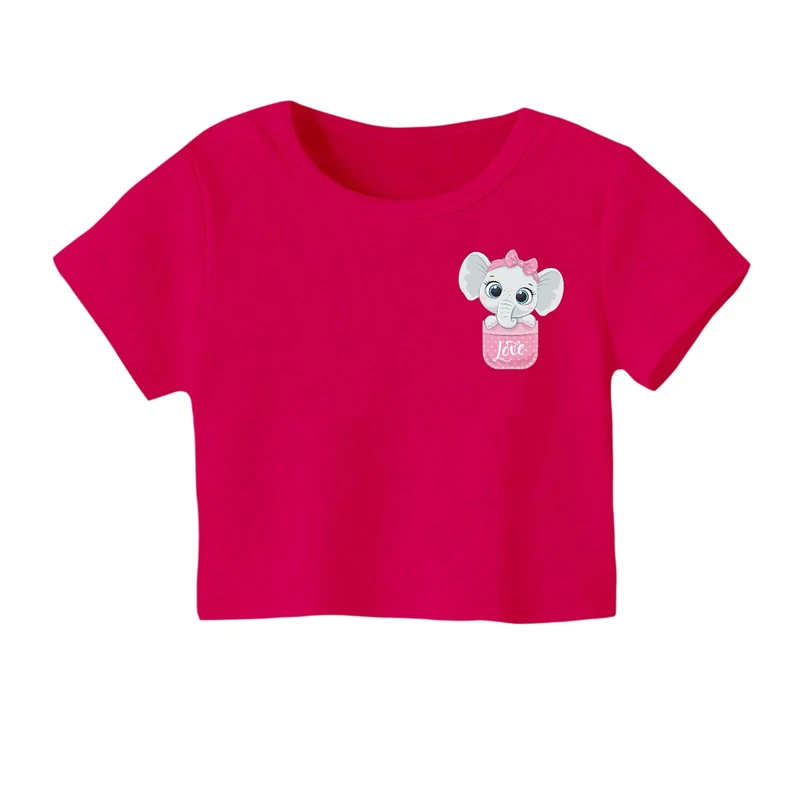 کراپ‌ تی‌شرت آستین کوتاه زنانه مدل فیل کد 5