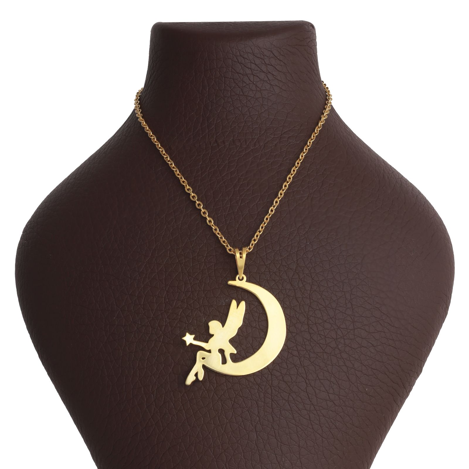 گردنبند طلا 18 عیار زنانه مدل ماه و فرشته P1089 - - 1