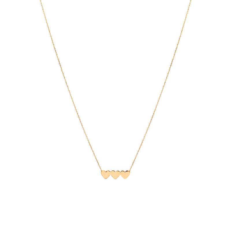 گردنبند طلا 18 عیار دخترانه الی گلد گالری مدل سه قلب