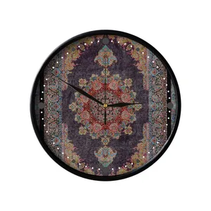 ساعت دیواری مدوپد طرح قالیچه قم لچک و ترنج مدل C-Ghom114