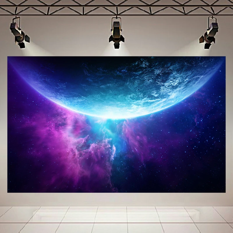 پوستر پارچه ای طرح کهکشان و ستارگان مدل blue planet کد AR17820