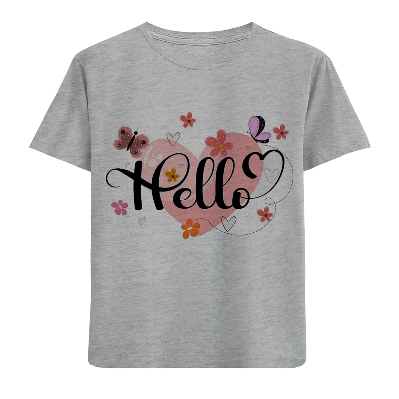 تی شرت آستین کوتاه دخترانه مدل قلب F856