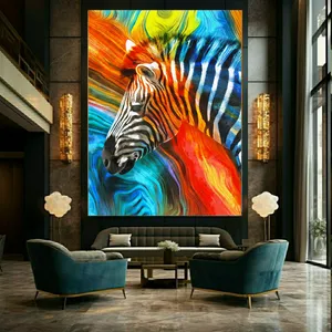 تابلو بوم طرح مخمل طرح گورخر مدل رنگارنگ کد AS1027