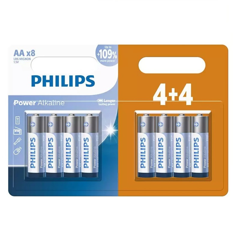 باتری قلمی فیلیپس مدل Power Alkaline LR6P8BP بسته هشت عددی