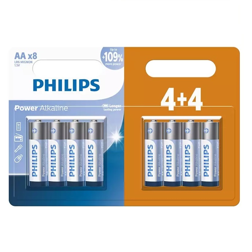باتری قلمی فیلیپس مدل Power Alkaline LR6P8BP بسته هشت عددی